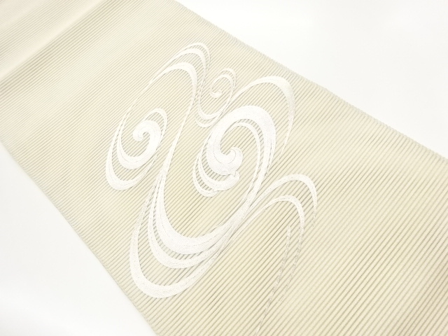 JAPANESE NAGOYA OBI FOR SUMMER / TSUZURE / EMBROIDERY / WAVY STRIPE